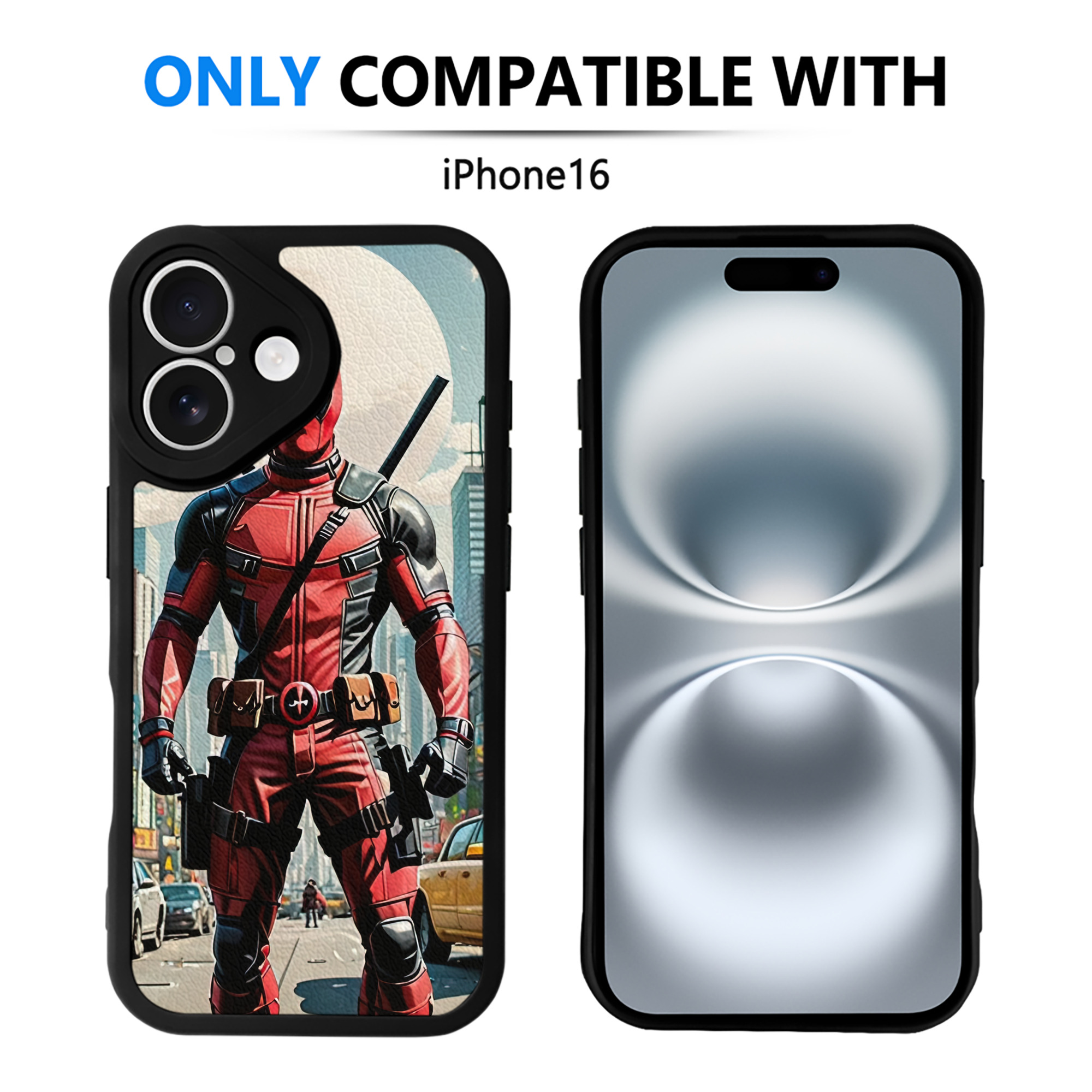 （画像用） Deadpool デッドプール 【iPhone 16シリーズ対応】シリコンスマホケース（レザー調） 材質：シリコン